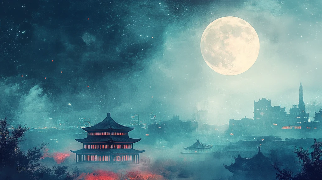 月光下的城市插画