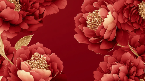 牡丹花线描金轻奢