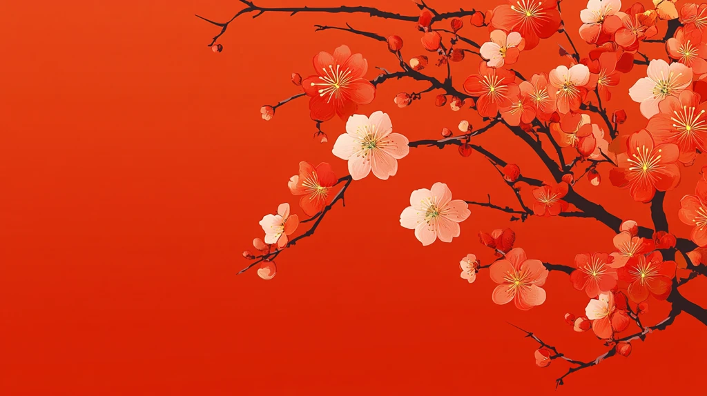红底梅花