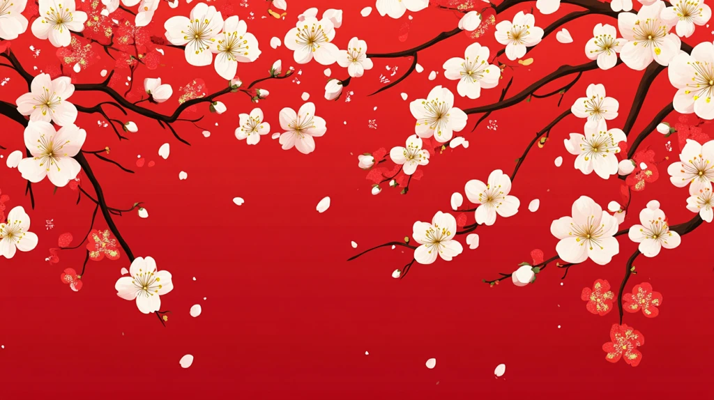 杏花红底图