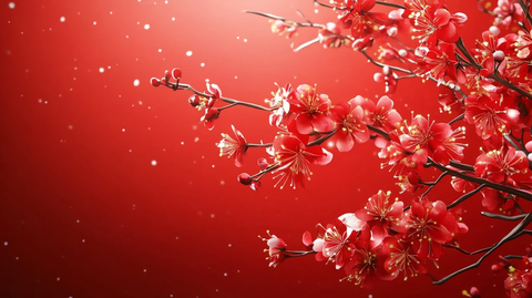 杏花红底图