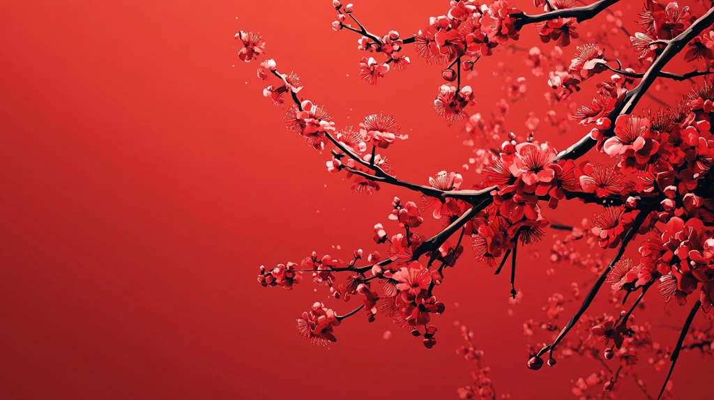 杏花红底图