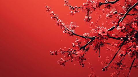 杏花红底图