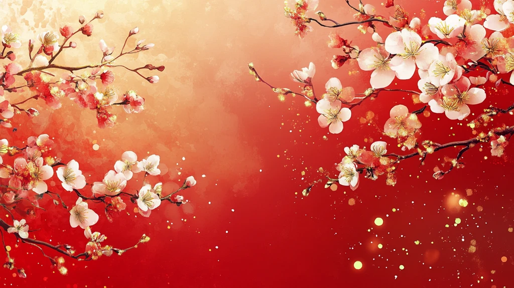 杏花红底图
