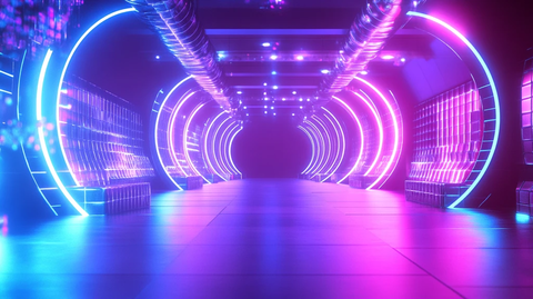 流光溢彩的霓虹灯走廊