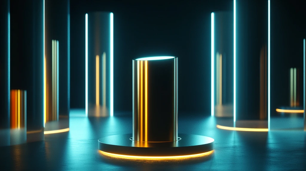 金色圆柱展示台