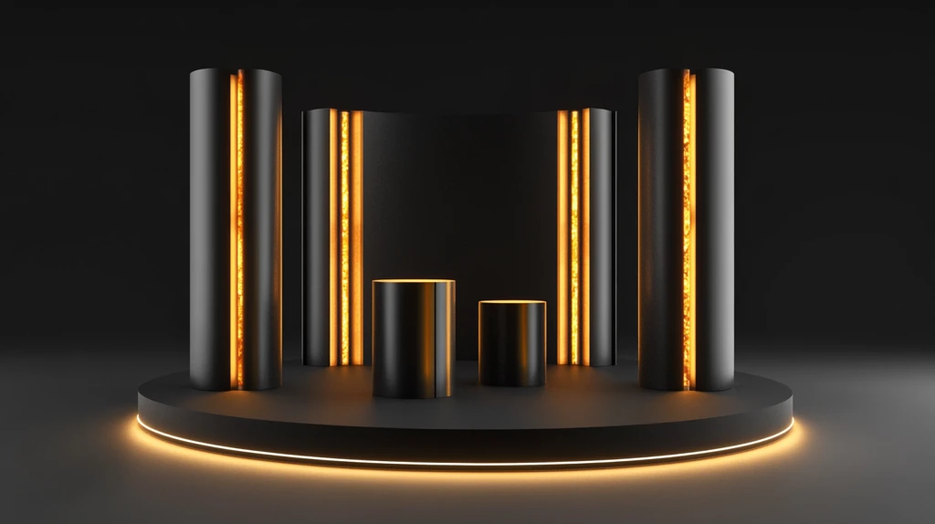 金色圆柱展示台