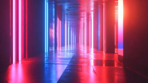 流光溢彩的霓虹灯走廊