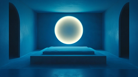 建筑设计蓝色的房间