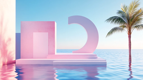 漂浮的粉红色平台