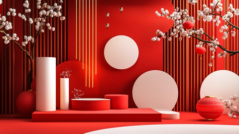 红色立体场景