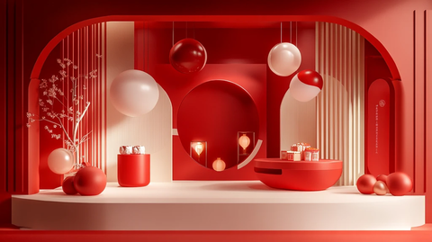 红色立体场景