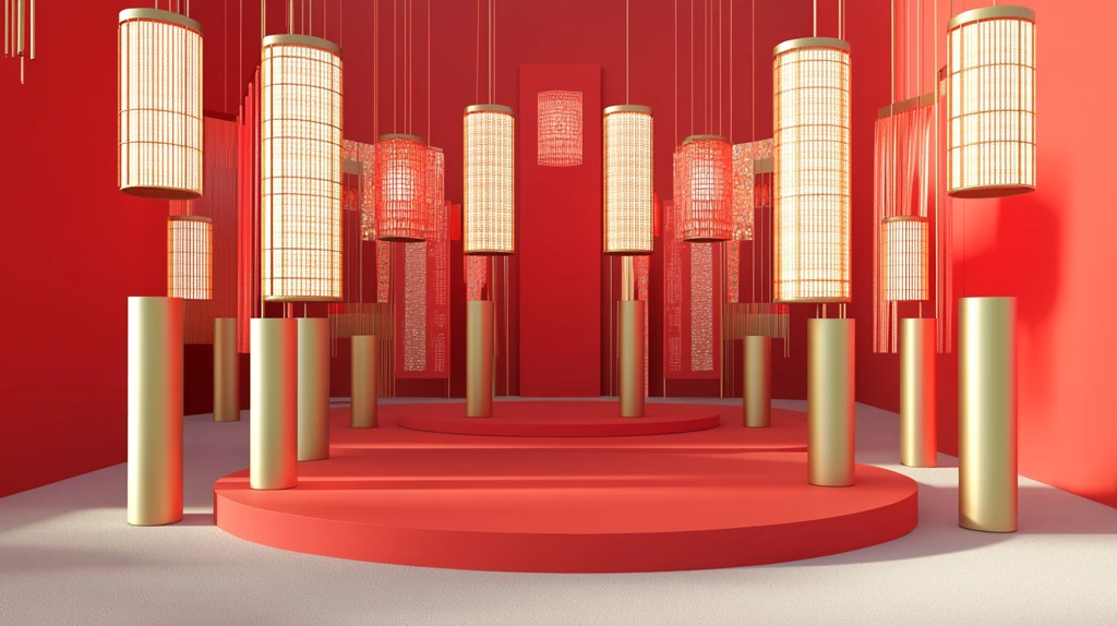 红色灯饰展台