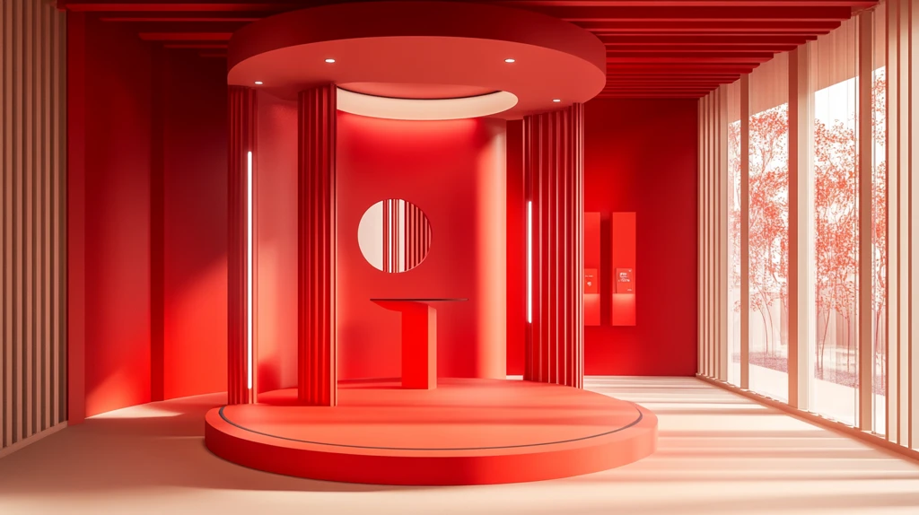 红色圆形展台