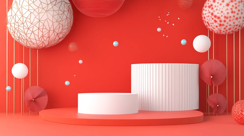 红色立体场景