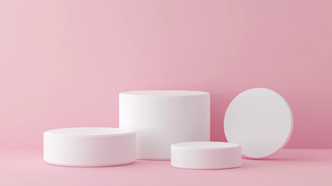 粉色圆柱体展示台