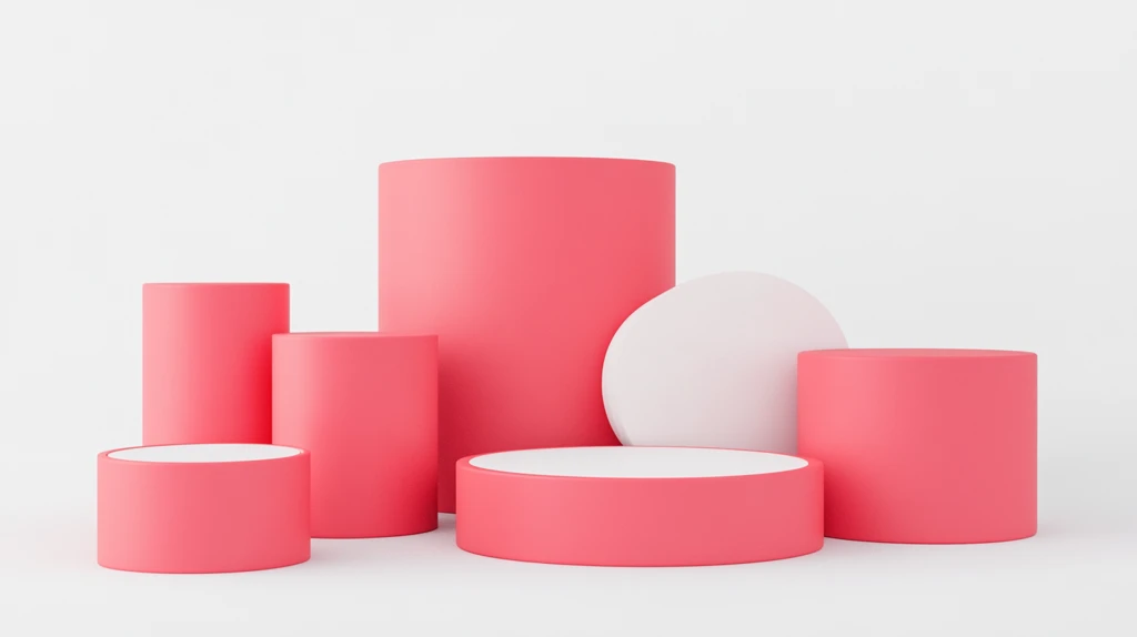 粉色圆柱体展示台
