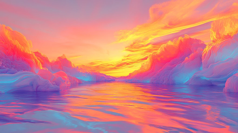 渐变色彩山水画