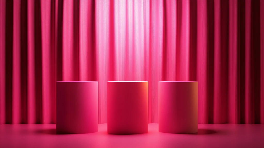 粉色圆柱体展示台