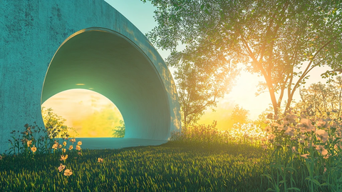 幻想的外星建筑与大窗户