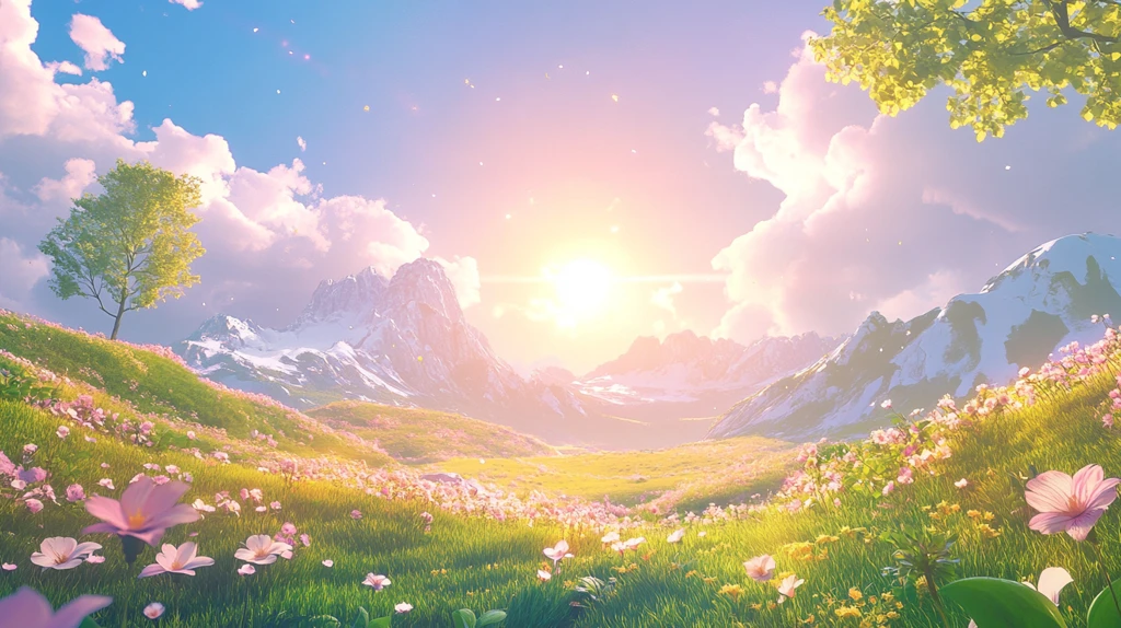 阳光晴朗风景插画