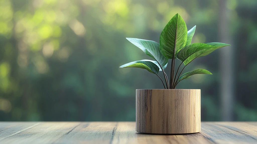 茶桌上的木花盆