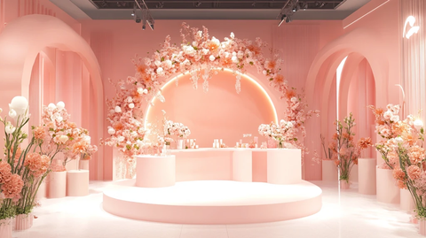 粉橘色浪漫婚礼舞台