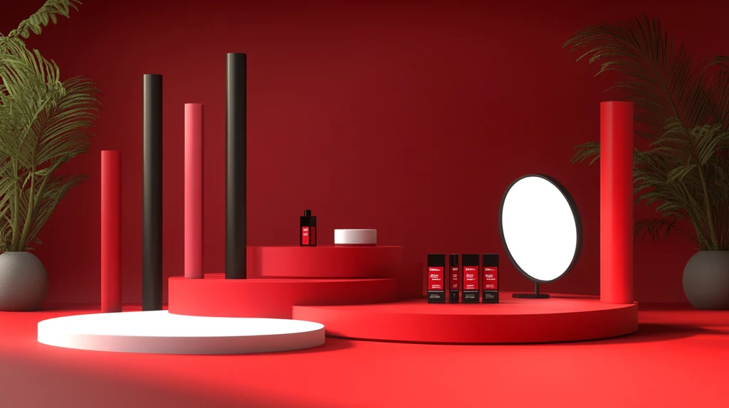 红色立体场景舞台展台