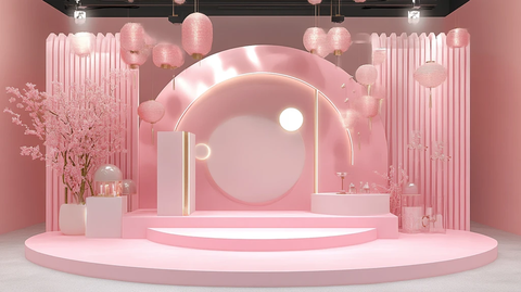 中式粉色弯月迎宾区