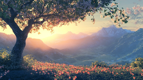 唯美梦幻花田场景