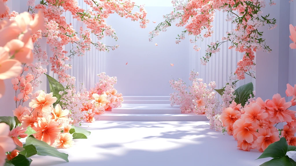 粉橘色浪漫婚礼舞台