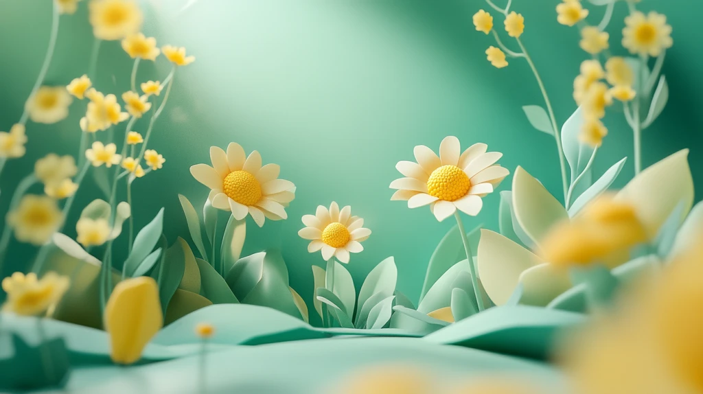 纸艺风格插画春意盎然