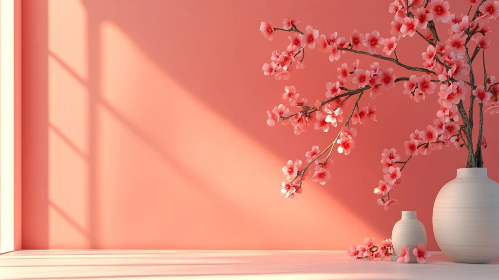 花瓶插着假梅花