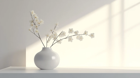 暖光灯下的鲜花