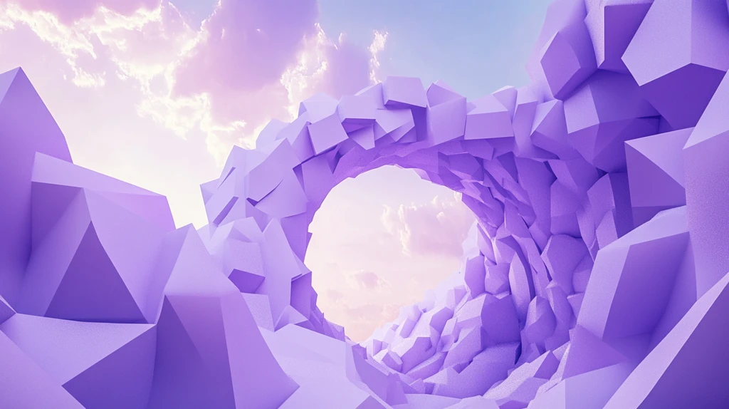 紫色几何数字艺术展