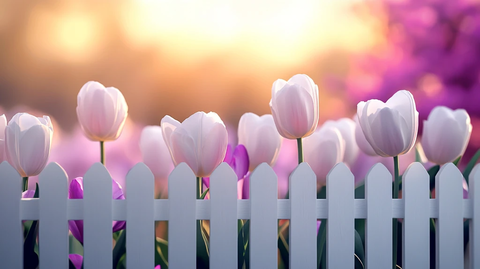 篱笆郁金香花开