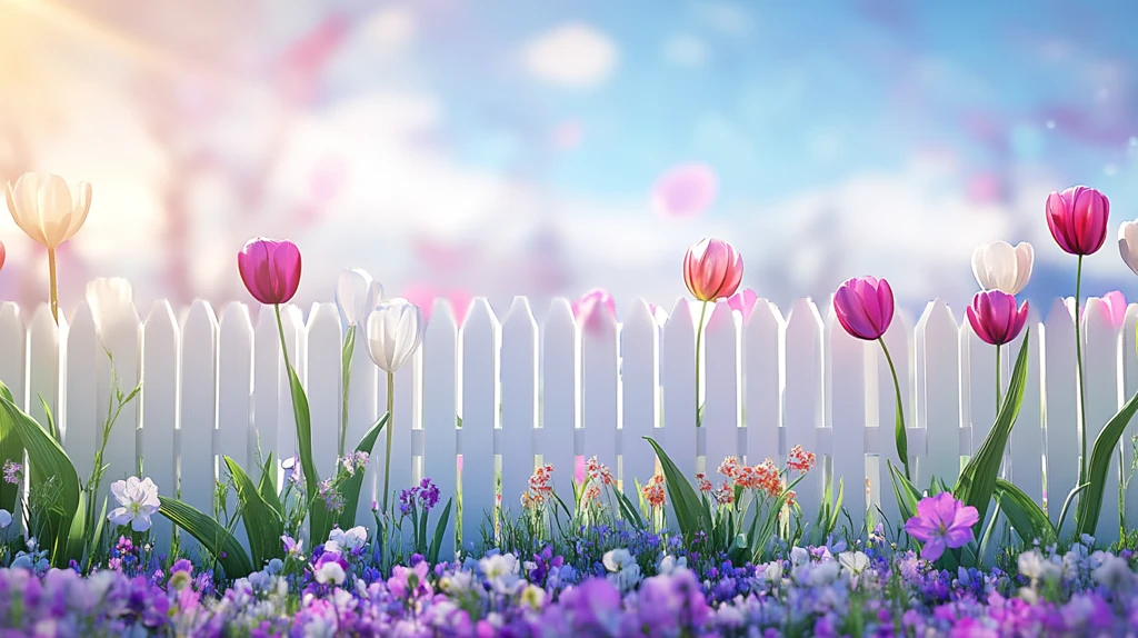 篱笆郁金香花开