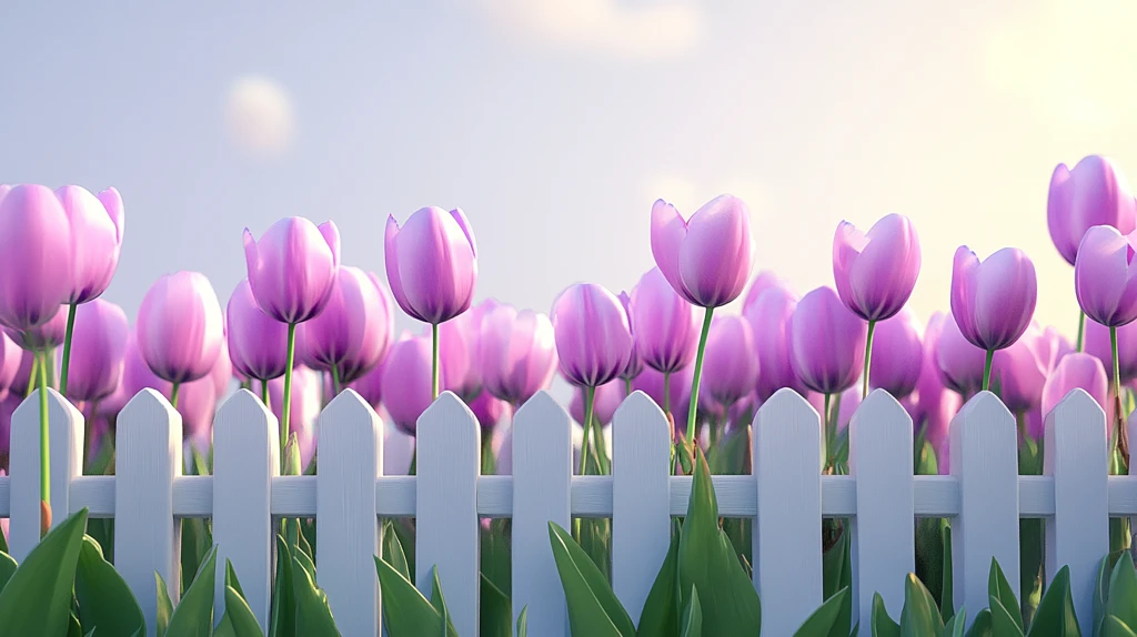 篱笆郁金香花开