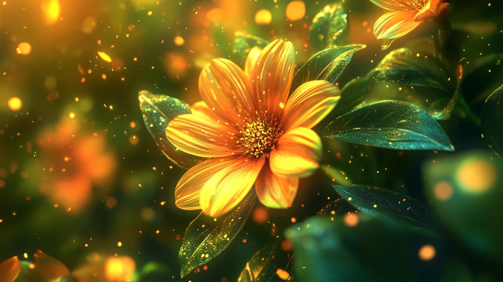 绚丽光点光线星光花朵