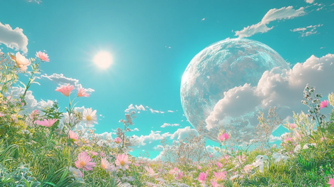 唯美梦幻花田场景