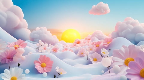 纸艺风格插画春意盎然