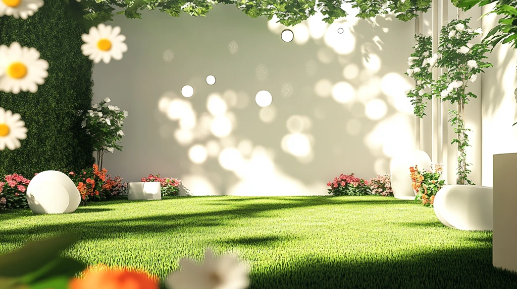 白绿色户外合影区