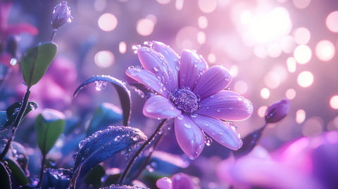 光影花卉粉紫色花