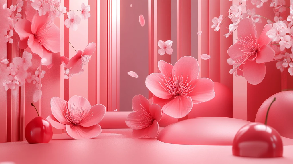 玫瑰红少女感梦幻背景