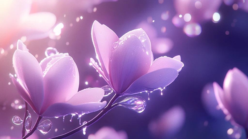 光影花卉粉紫色花