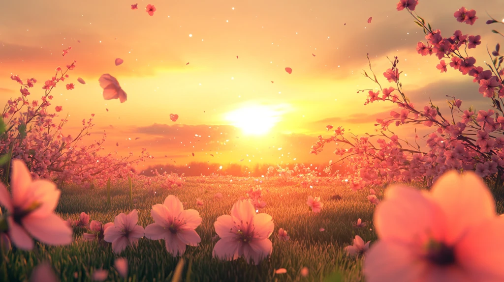 唯美梦幻花田场景