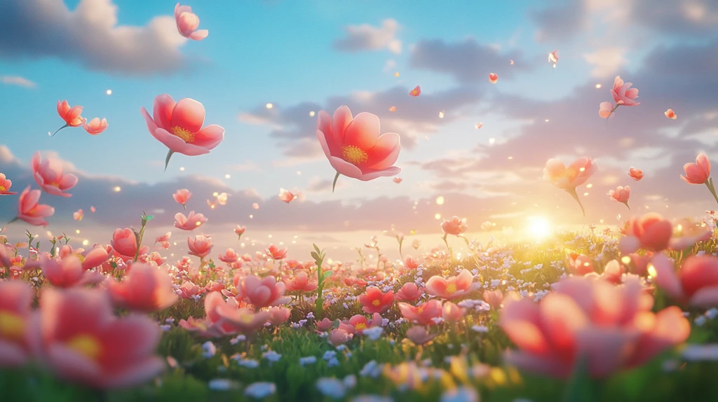 唯美梦幻花田场景