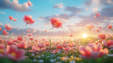 唯美梦幻花田场景