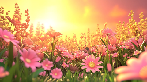 唯美梦幻花田场景