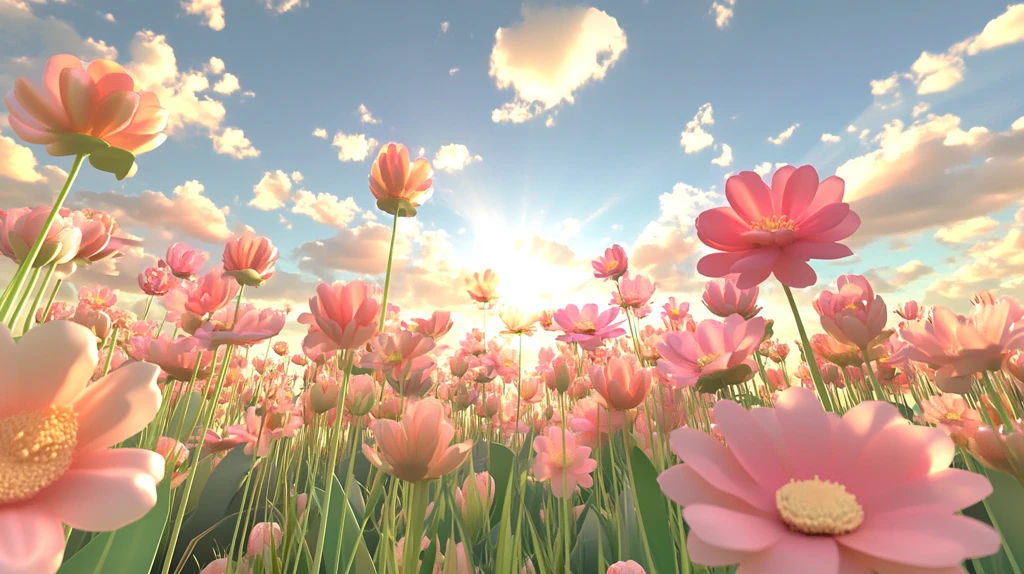 唯美梦幻花田场景